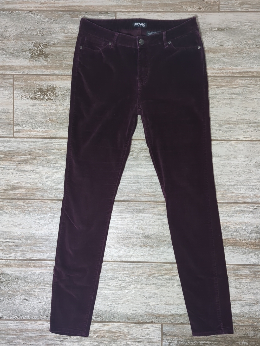 Buffalo David Bitton Purple/Merlot Wine Velvet Skinny Jeans Flocked Denim - Picture 3 of 12